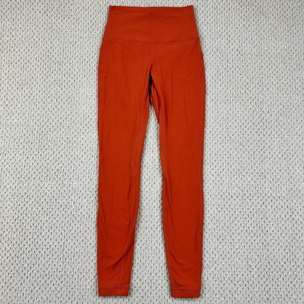 Lululemon Align Pants Womens 4 Orange Performance Stretch Mid Rise Running Yoga